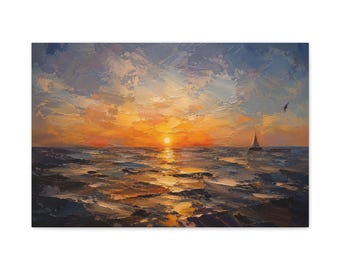 Sunset Seascape Canvas | Matte Stretched Wall Art