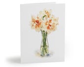 8 cards - Daffodil Watercolor Floral Greeting Card, Botanical Spring Flower Note Card by Bill Shew