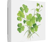 Green Clover Botanical Art Classic Stretched Canvas | Lucky Clover Wall Decor, detail view (Bill Shew)
