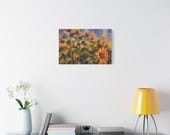 Sunflower Field Canvas Print, Purple Sunset Sky, Textured Botanical Wall Art, alternate view (Bill Shew)