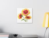 Red Yellow Blanket Flower Botanical Art Classic Stretched Canvas | Floral Wall Decor, detail view (Bill Shew)