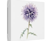 Purple Globe Thistle Botanical Art Classic Stretched Canvas | Wildflower Wall Decor, detail view (Bill Shew)