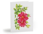 8 cards - Red Mandevilla Watercolor Flower Card, Tropical Botanical Art (Blank Note Card) by Bill Shew