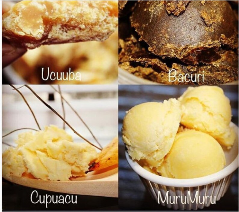 May include: Four different types of natural sweeteners: Ucuuba, Bacuri, Cupuacu, and Muru Muru. Each sweetener is shown in a close-up image.