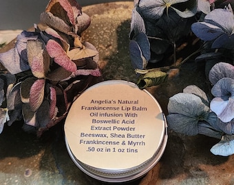 Frankincense Myrrh Lip Balm, Shea Butter Beeswax, .50 oz