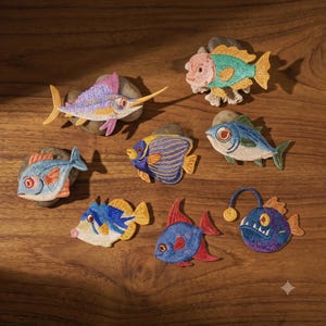 Cute Fish Embroidered Patch Iron on Sea Life Patches Ocean Animal Embroidery Badge DIY Clothing Apparel Mending Motif Craft Gift for Kids