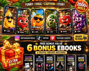 2000+ Talking Fruit Reels | Viral Story Drama Reels | TikTok Instagram Content | Funny Cartoon Stories (Digital Download)