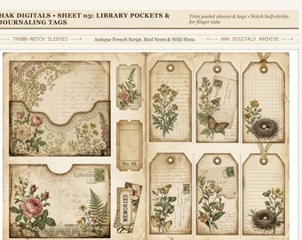 Botanische Klappumschläge & Ephemera-Set | Umschlag- und Taschen-Komplettset