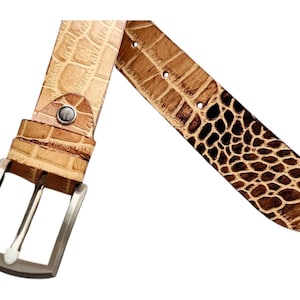 Brown Python Printed Leather Belt for Women | Genuine Leather Waist Belt | Elegant Fashion Belt | Handmade Stylish Everyday Accessory