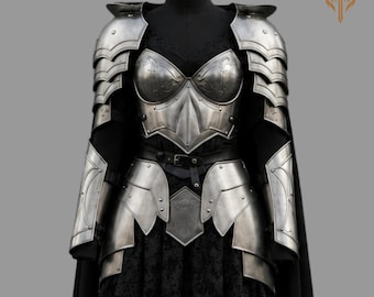Handgefertigtes Ritterrüstung-Set für Damen, Mittelalterliche Fantasy-Rüstung, Kriegerinnenkostüm, LARP-Cosplay-Rüstung, Renaissance-Outfit