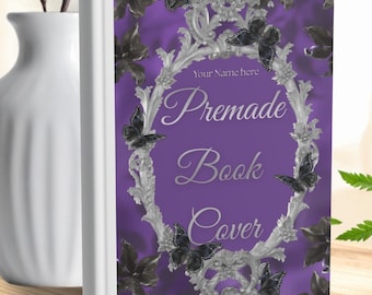 Premade Gothic Romance Book Cover – Ornate Silver Frame, Dark Butterflies (eBook)