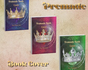 Premade Fantasy Book Cover Bundle – 3 Wraps with Crowns, Gemstones – Royal Series Design