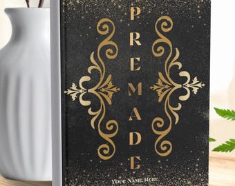Premade Paperback Book Cover – Black Gold Glitter Wrap – Custom Title Author Blurb (Digital Download)