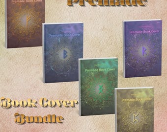Premade Fantasy Book Cover Bundle – 5 Wraps with Runes, Magical Symbols (Customizable)