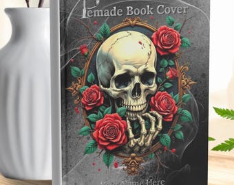 Gothic Skull Red Roses Paperback Book Cover – Custom Title Design (325 x 234,6 mm)