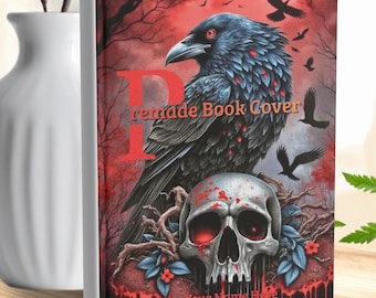 Complete Paperback Book Cover – Wrap Around Raven, Skull & Crimson Blood Horror Design Custom Title and Author – Premade Paperback Cover
