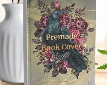 Dark Gothic Romance Book Cover – Raven, Red Roses, Custom Title (eBook)
