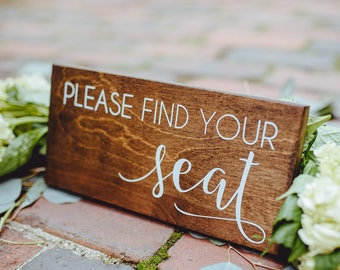 Please Find Your Seat Rustic Wedding Decor, Rustic Wedding Theme Wood Woodland Sign, Wedding Rustic Theme Wood Signs, Wedding Table Sign