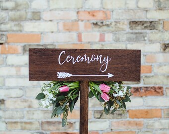 Ceremony Rustic Wood Wedding Arrow with Stake, Rustic Wedding Wood Sign or Signage, Rustic Wedding Arrow for Ceremony or Reception