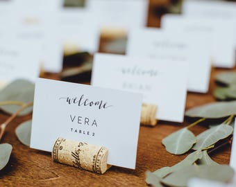 Winery Logo Corks, Wine Cork Place Card Holder or Place Setter, Wine Cork Name Badge, Name Card Holder, Wine Theme Wedding Place Card Holder