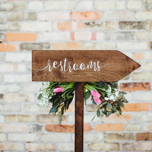 Restrooms Directional Arrow Sign Rustic Woodland Wedding - Etsy