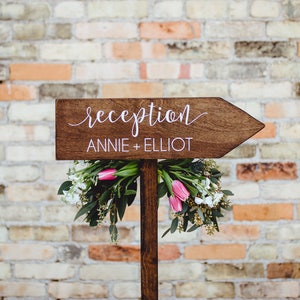 Personalized Reception Rustic Wood Wedding Arrow With Stake - Etsy