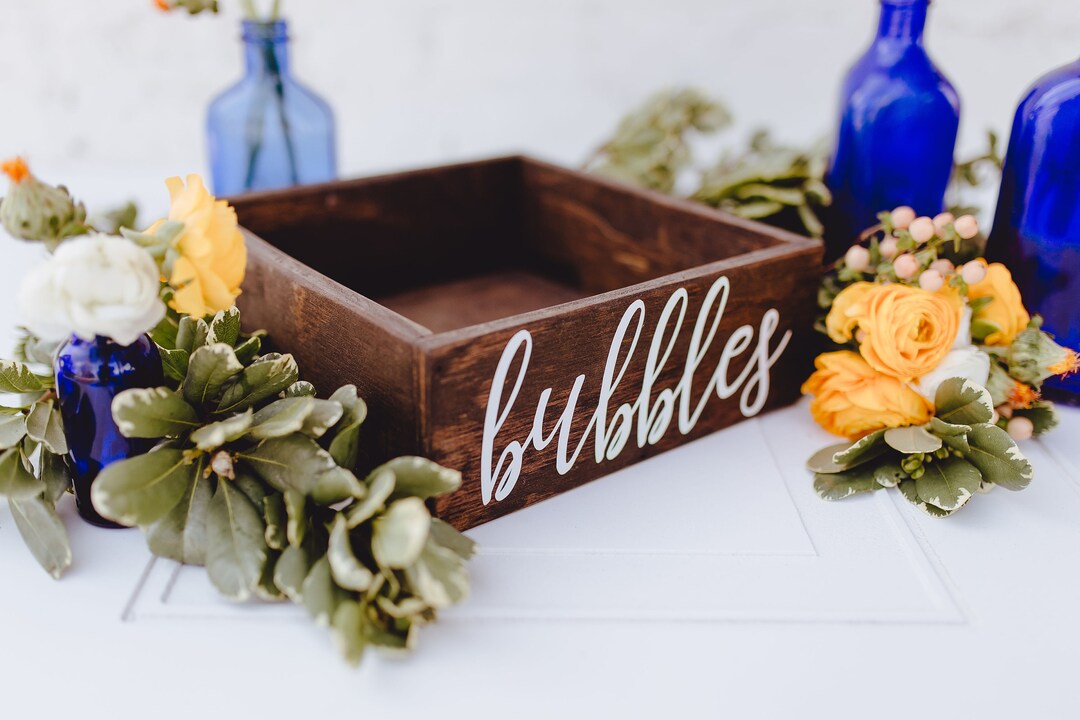 Rustic Bubbles Box, Rustic Bubbles Tray, Party Favor Box, Bubbles Tray