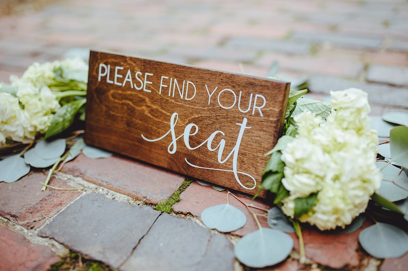 Please Find Your Seat Rustic Wedding Decor, Rustic Wedding Theme Wood Woodland Sign, Wedding Rustic Theme Wood Signs, Wedding Table Sign image 1