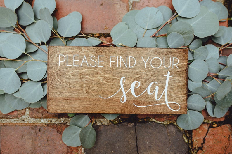 Please Find Your Seat Rustic Wedding Decor, Rustic Wedding Theme Wood Woodland Sign, Wedding Rustic Theme Wood Signs, Wedding Table Sign image 2