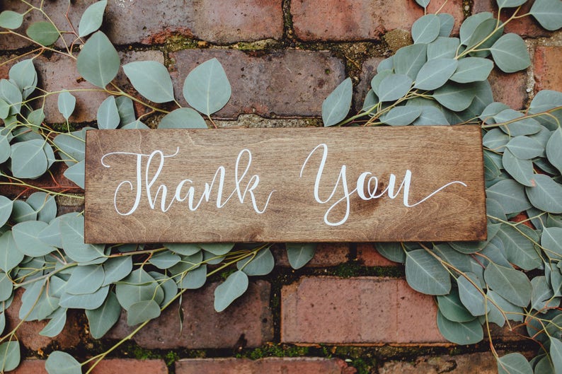 Thank You Rustic Sign, Wedding Woodland Theme Sign, Wedding Wood Sign, Guestbook Table Wedding Sign, Gift Table Thank you Wooden Sign image 2