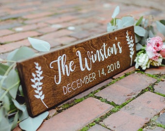 Last Name Rustic Sign, Wedding Date Woodland Sign, Wedding Gift Wood Sign, Established Family Custom Decor Sign, Fireplace Mantle Sign