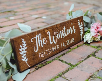 Last Name Rustic Sign, Wedding Date Woodland Sign, Wedding Gift Wood Sign, Established Family Custom Decor Sign, Fireplace Mantle Sign