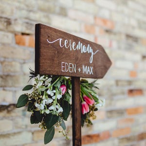 Personalized Ceremony Wedding Rustic Wood Wedding Arrow with Stake, Rustic Wedding Wood Sign or Signage, Rustic Wedding Arrow for Ceremony