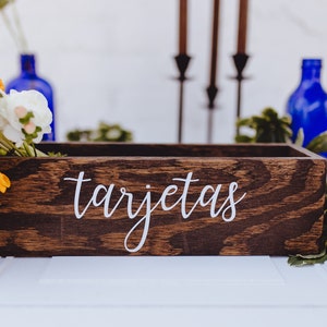 Boîte pour cartes de mariage « Tarjetas », boîte pour cartes rustique, boîte pour cartes en bois, porte-cartes en bois, porte-cartes rustique, plaque pour carte de mariage, boîte pour cartes, porte-cartes