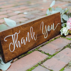 Thank You Rustic Sign, Wedding Woodland Theme Sign, Wedding Wood Sign, Guestbook Table Wedding Sign, Gift Table Thank you Wooden Sign image 1