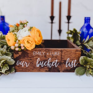 Wedding Bucket List Rustic Box, Rustic Wedding Bucket List Chic Box, Bucket List Tray, Bucket List Rustic Wood Box