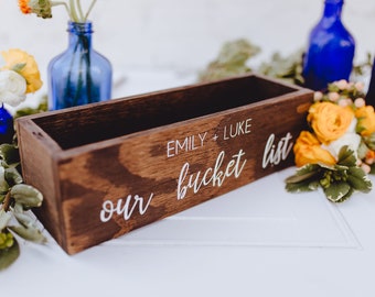 Wedding Bucket List Rustic Box, Rustic Wedding Bucket List Chic Box, Bucket List Tray, Bucket List Rustic Wood Box