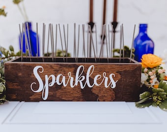Wedding Sparklers Box, Barn Wood Sparklers Moss Box, Woodland Forest Outdoor Wedding, Rustic Sparklers Tray, Party Favor