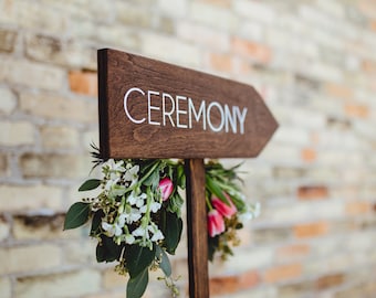 Ceremony Rustic Wood Wedding Arrow with Stake, Rustic Wedding Wood Sign or Signage, Rustic Wedding Arrow for Ceremony or Reception