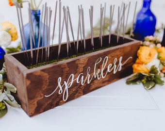 Wedding Sparklers Box, Barn Wood Sparklers Moss Box, Woodland Forest Outdoor Wedding, Rustic Sparklers Tray, Party Favor