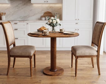 Handcrafted Oval Dining Table for 2–4, Solid Wood Scandinavian Kitchen Table, Compact Breakfast Table for Small Apartments