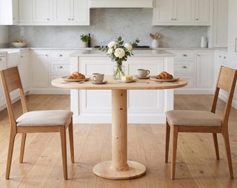 Wood Oval Pedestal Dining Table, Solid Pine Kitchen Table for 2–4, Scandinavian Breakfast Nook Table, Custom Apartment Furniture