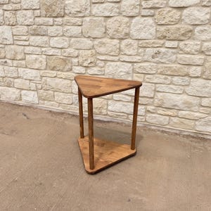 Triangular Solid Wood Side Table, Handmade Corner End Table for Sofa and Reading Chair, Modern Small Space Accent Furniture image 14