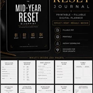 2026 Mid Year Reset Journal | Printable & Fillable Digital Planner | Goal Setting Workbook | Self Improvement Journal PDF