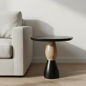 Table Mushroom Sculpture Massivholz handgefertigt Walnuss  Esche lackiert