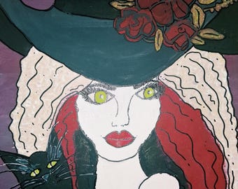 Portrait of a Witch and her famillar, fine art by M
