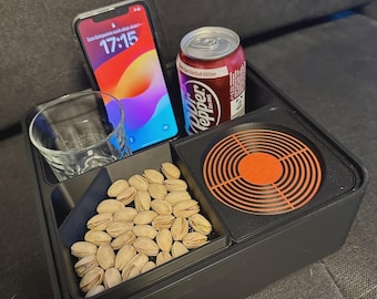 Organizador de aperitivos para el móvil / Bol para aperitivos de sofá con soporte para el móvil / Organizador para noches de cine / Accesorio para videojuegos y televisión