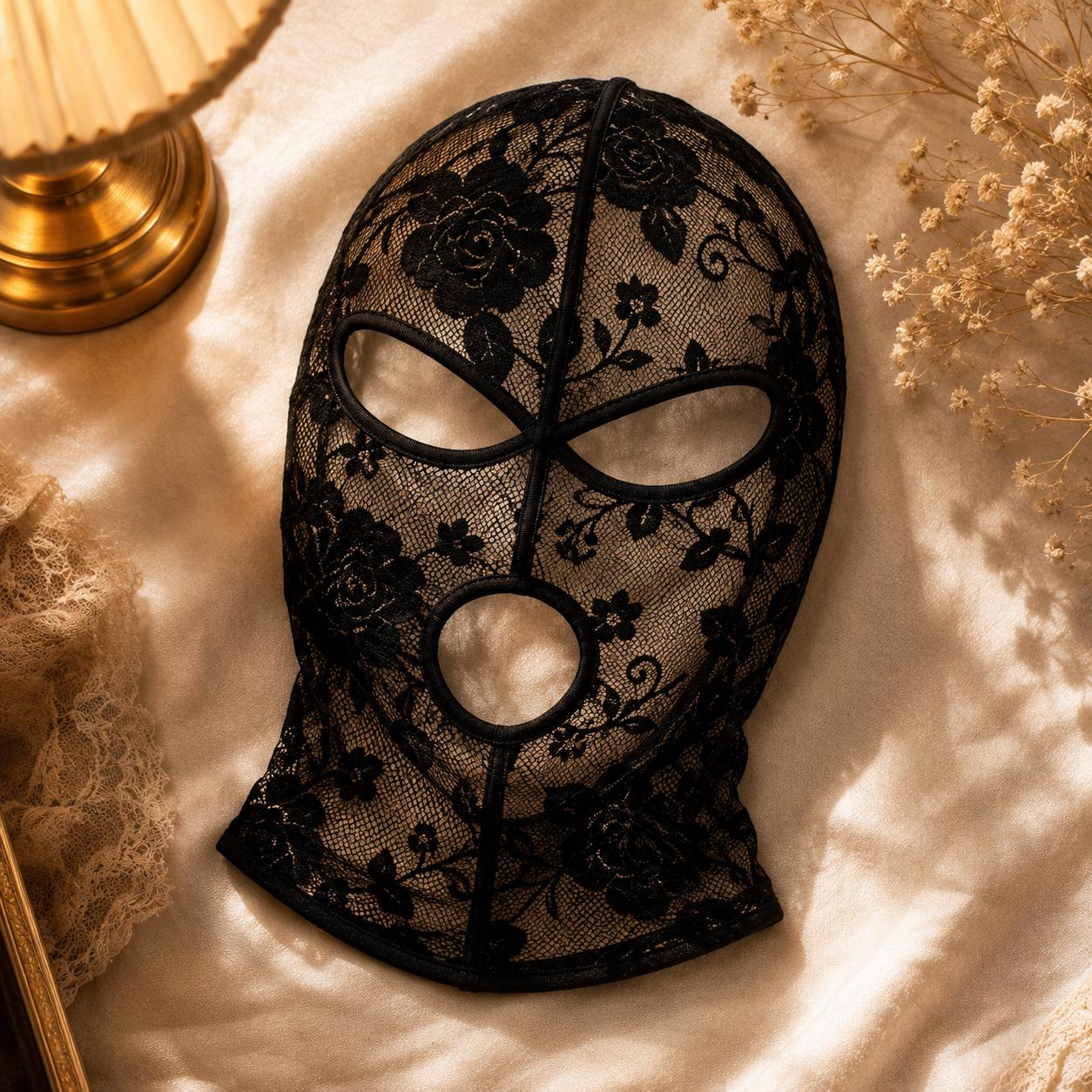 Venetian Lace Masquerade Mask, Full Face Gothic Mesh Mask with Eye and Mouth Openings, Unisex Costume for Halloween & Cosplay
