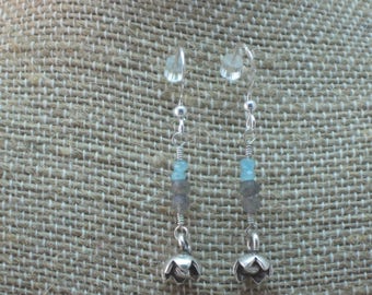 Labradorite and Crystal Drop Earrings