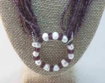 Glass and Pearl Circle Necklace Set